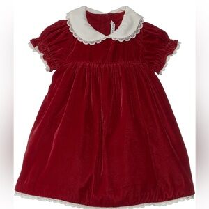 Janie and Jack Red Velvet Dress with White Collar